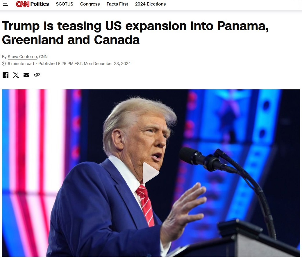 CNN website: Trump is considering territorial expansion