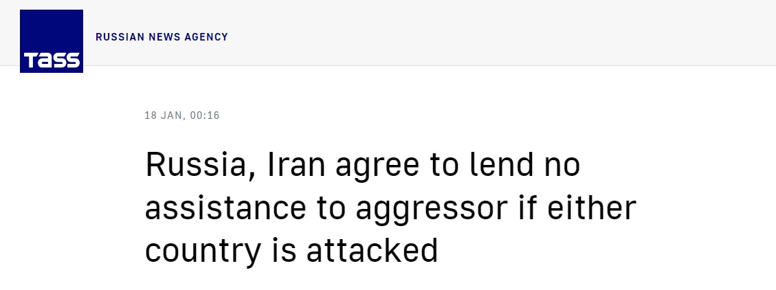 Russia and Iran have not in fact formed a military alliance through this treaty.