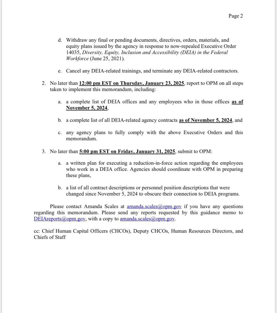 Trump ordered all DEI offices in federal government agencies to close by 5 p.m. on Wednesday, and all DEI employees were placed on leave.