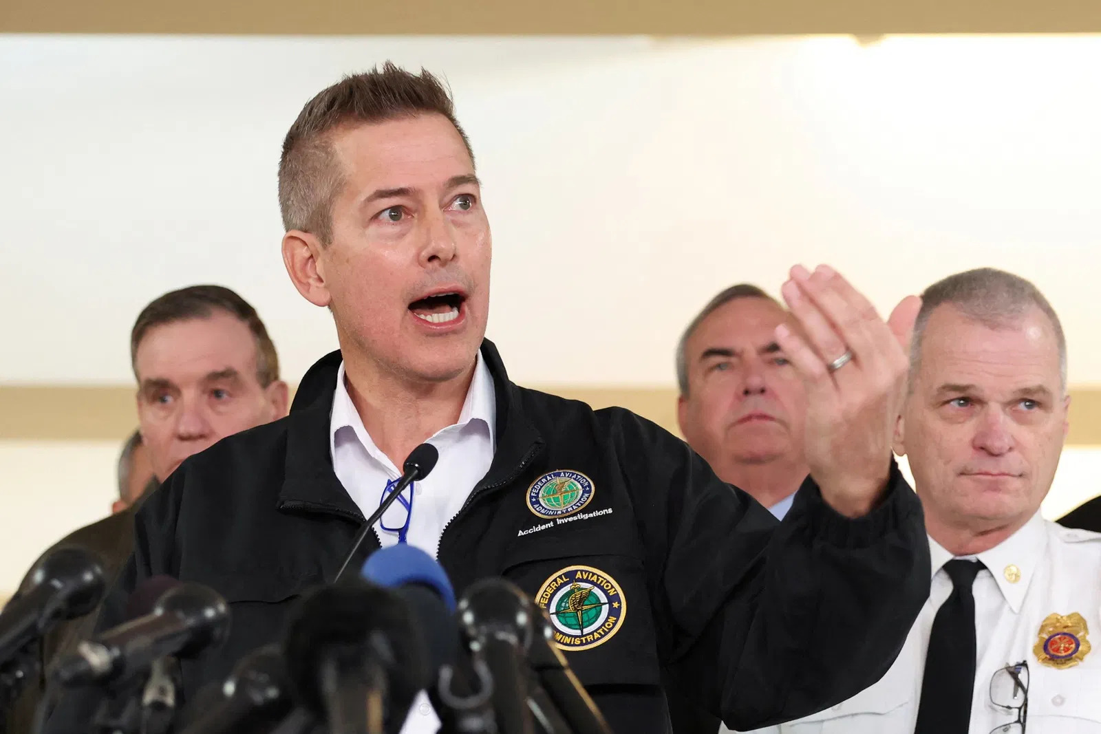 US Department of Transportation Sean Duffy at a news conference