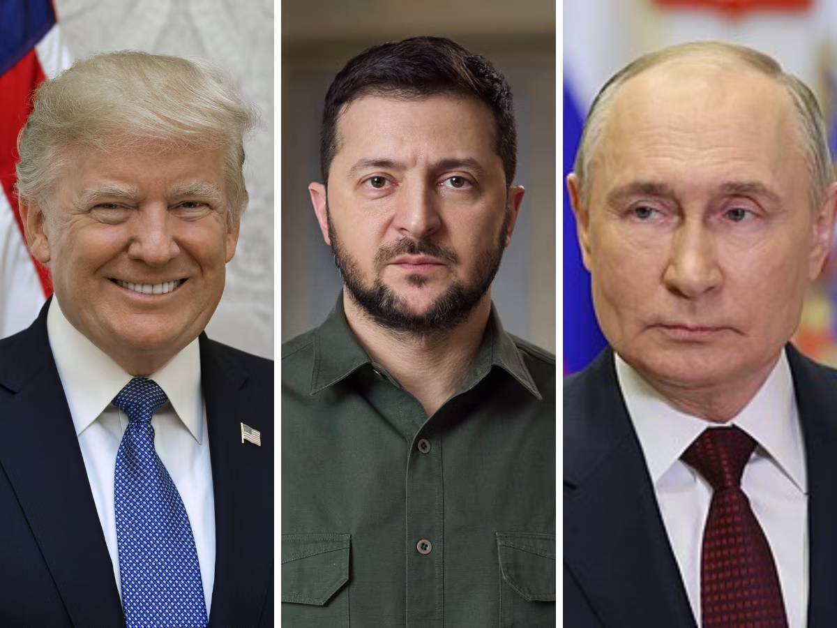 Donald Trump,Vladimir Putin and Volodymyr Zelensky