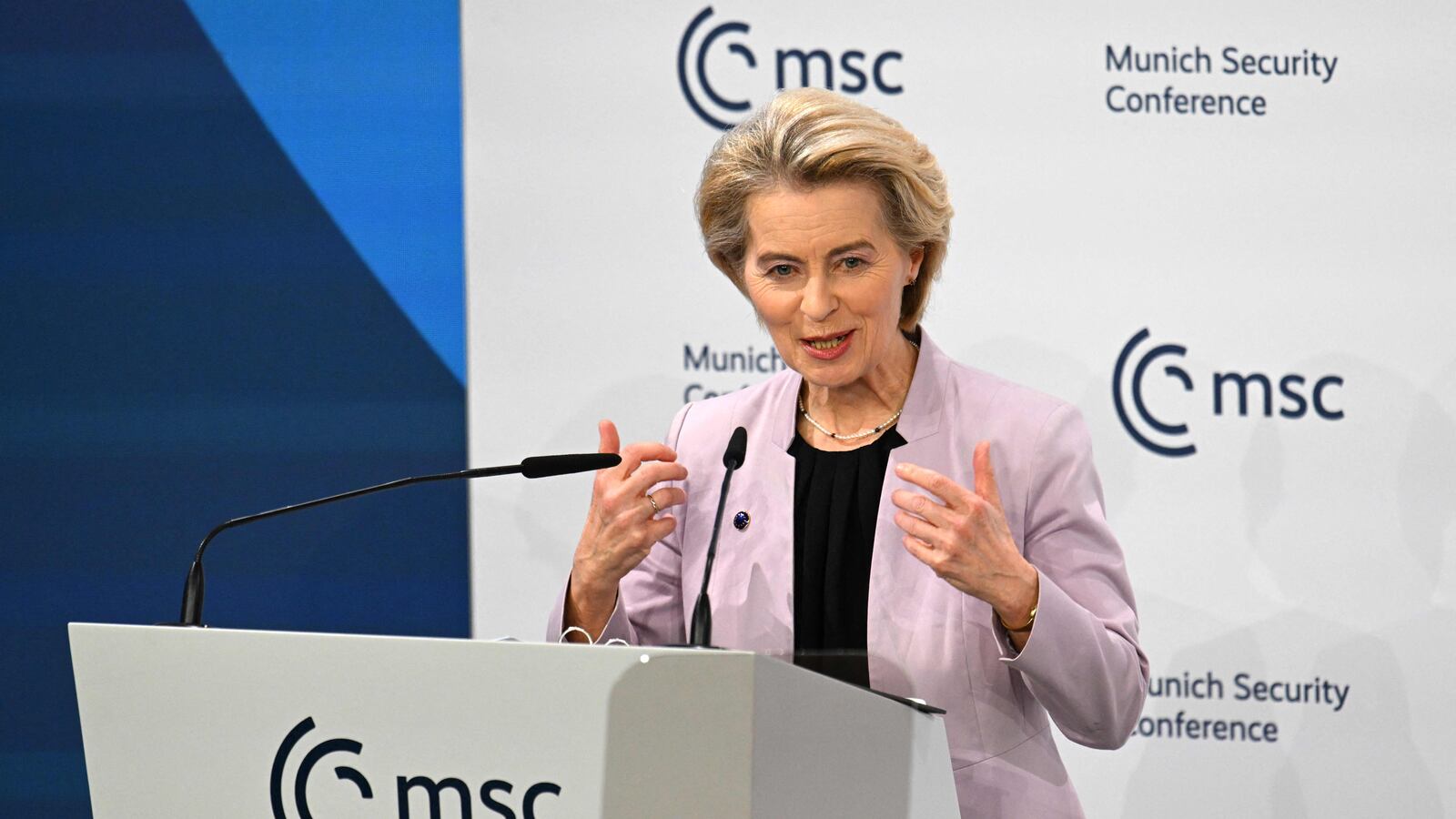 Ursula von der Leyen promised Europe would increase defense spending, and said a strong Europe was also good for the US