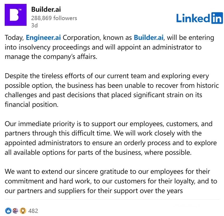 Builder.ai bankruptcy liquidation notice Builder.ai bankruptcy liquidation notice
