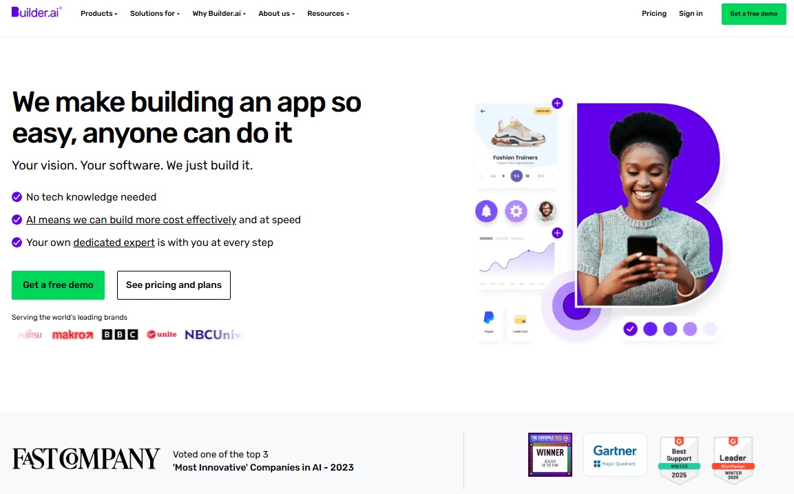 Builder.ai’s cool official website Builder.ai’s cool official website